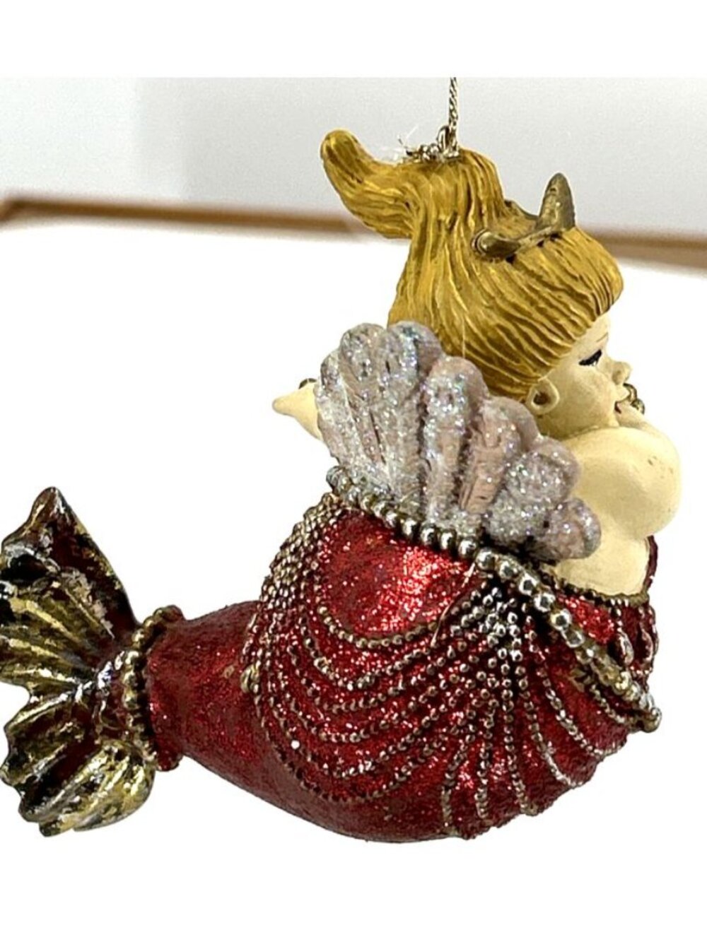 Katherine’s Collection Mermaid 3.75" Christmas Ornament Red Dress Gold Curvy - Picture 7 of 8